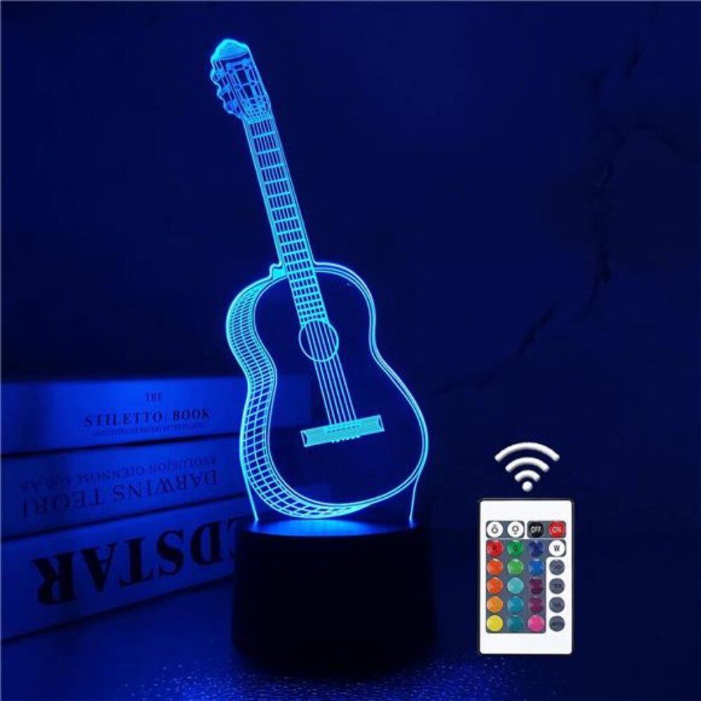 New 3D Night Light Guitar Gifts for Music Lover, 3D Illusion Lamp with